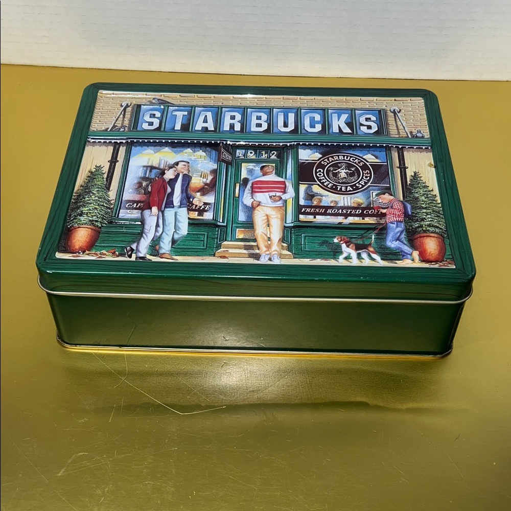 Vintage  original Starbucks Store of 1912,Cookie Collectible Tin with Cafe Scene